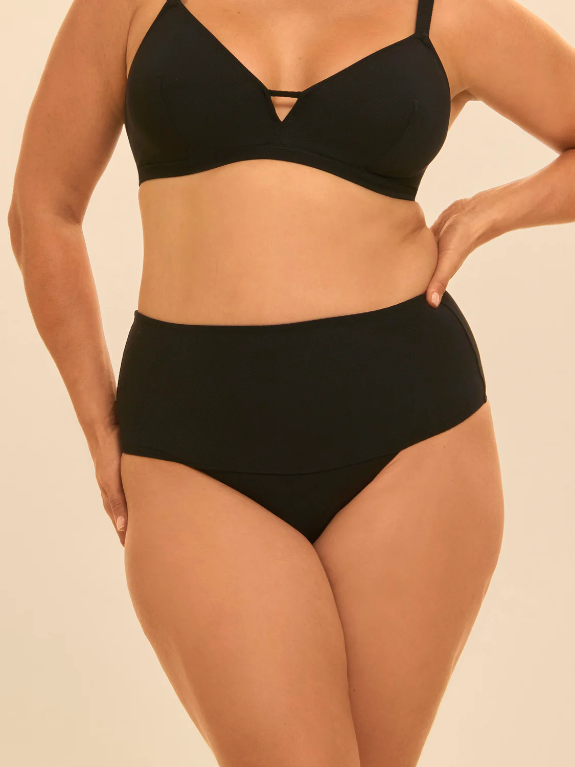 Culotte de bain taille haute - Noir - Image 4